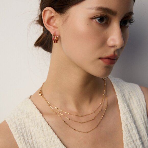 ❤️ Artisan Original Red Enamel & Gold Croissant Hoop Earrings | S925 - Picture 5 of 10